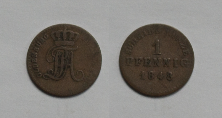  Oldenburg-Birkenfeld 1 Pfennig 1848 Paul Friedrich August 1829-1853 schön   