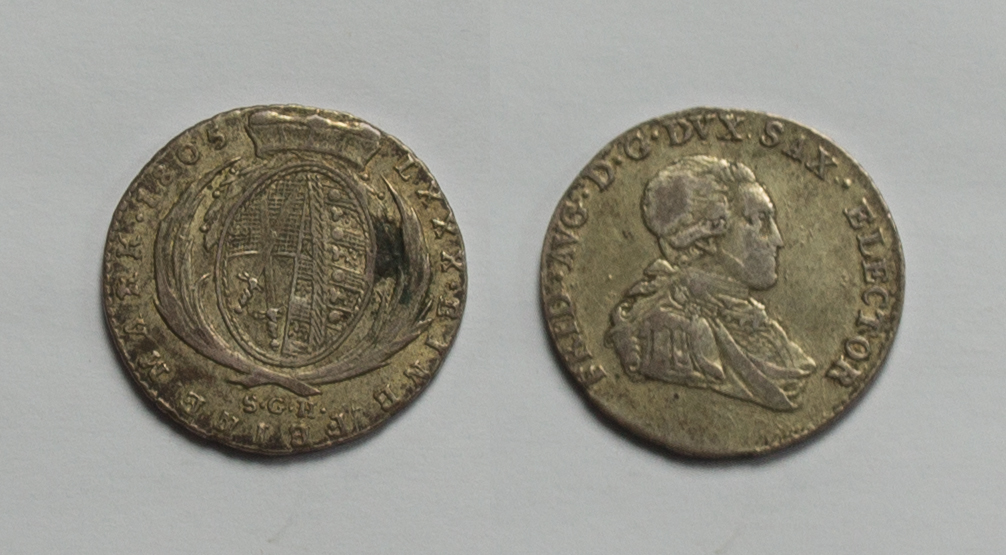  Sachsen- Albertinische Linie 1/6 Taler 1805 Friedrich August III. 1763-1806 ss. gleichmäßige Patina   
