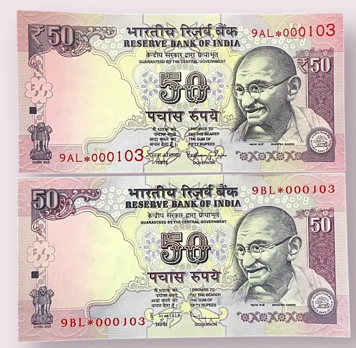  RARE...India inde Cedula * REPLACEMENT PAIR UNC Rupee   