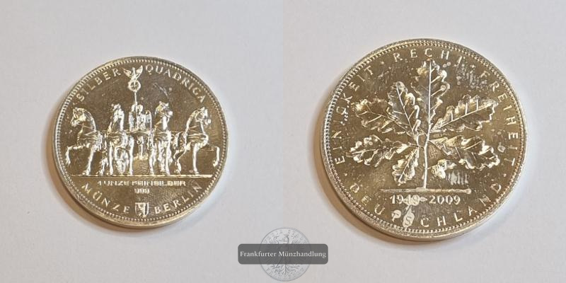  Deutschland Silbermedaille Silber Quadriga 2009 FM-Frankfurt  Feinsilber: 31,1g   