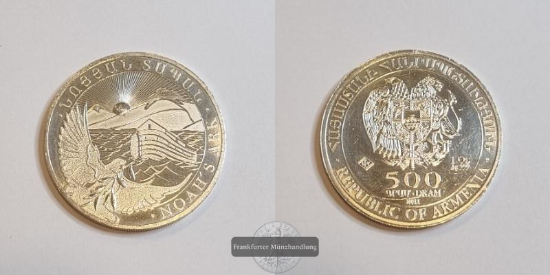  Armenien 500 Dram 2011 Noah's Ark  FM-Frankfurt Feinsilber: 31,1 g   