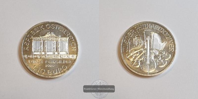  Österreich 1,50 Euro Wiener Philharmoniker 2020 FM-Frankfurt  Feinsilber: 31g   