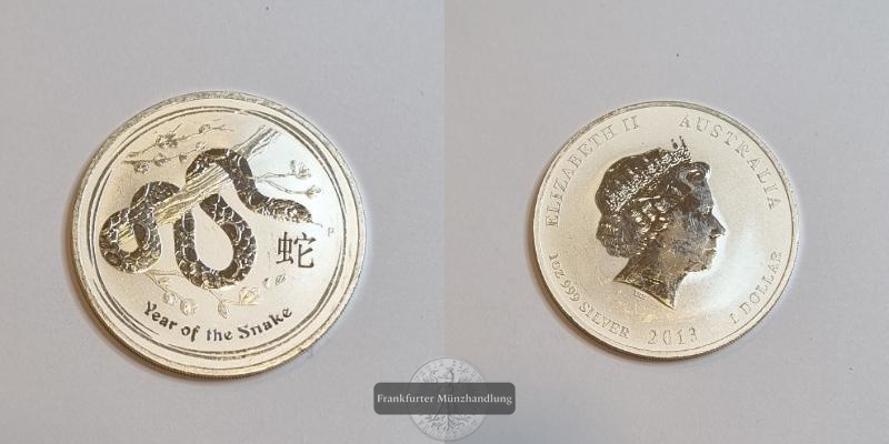  Australien 1 Dollar 2013 Snake/Schlange KM#1827  FM-Frankfurt Feinsilber: 31,1g   