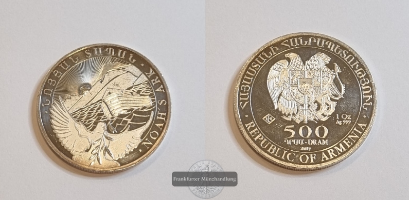  Armenien 500 Dram 2013 Noah's Ark  FM-Frankfurt Feinsilber: 31,1 g   
