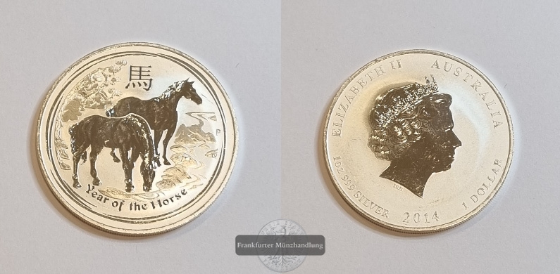  Australien 1 Dollar Jahr des Pferdes 2014 FM-Frankfurt KM#2111 Feinsilber: 31,1g   