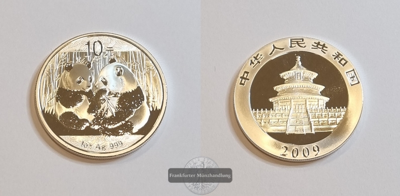 China, 10 Yuan  2009  Panda FM-Frankfurt N#37959 Feinsilber: 31,1g   