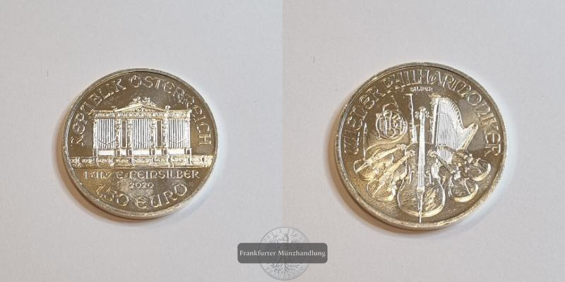  Österreich 1,50 Euro Wiener Philharmoniker 2020 FM-Frankfurt  Feinsilber: 31g   