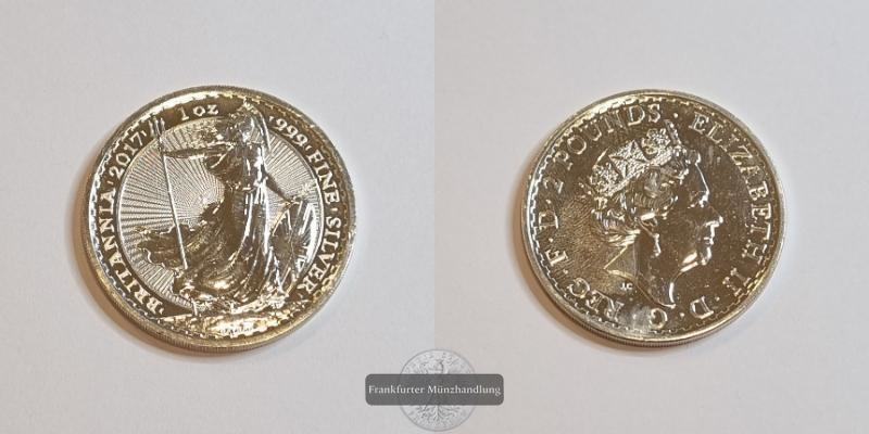  Großbritannien 2 Pounds 2017 (2017-2020) Britannia  FM-Frankfurt KM#1508 Feinsilber: 31,2g   