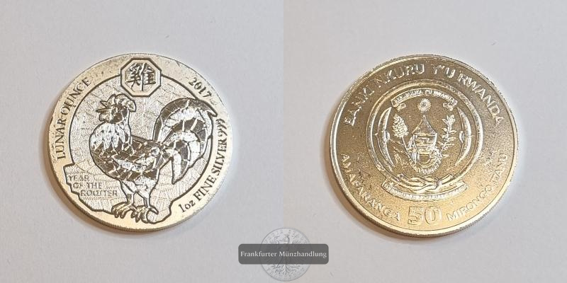  Ruanda 50 Francs 2017 Lunar Ounce FM-Frankfurt Feinsilber: 31,1g   