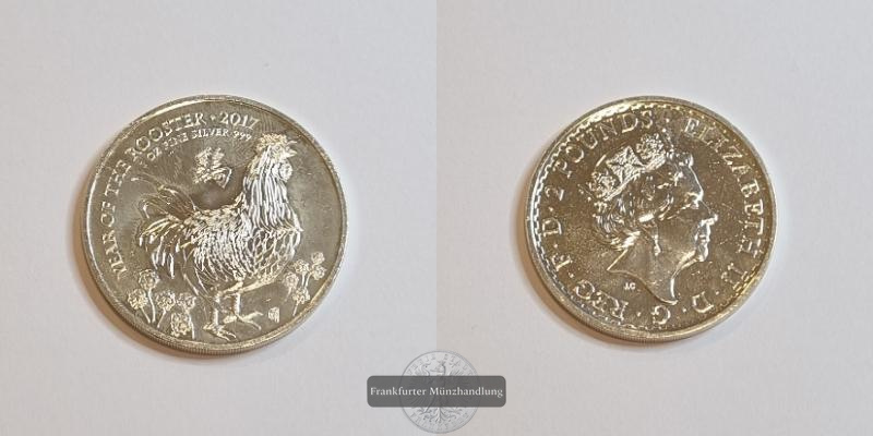  Großbritannien 2 Pounds 2017 Year of the Rooster FM-Frankfurt KM#1438 Feinsilber: 31,1g   