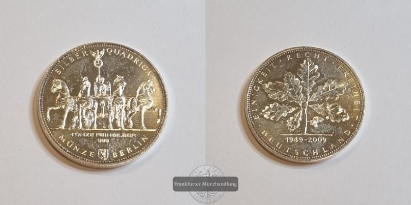  Deutschland Silbermedaille Silber Quadriga 2009 FM-Frankfurt  Feinsilber: 31,1g   