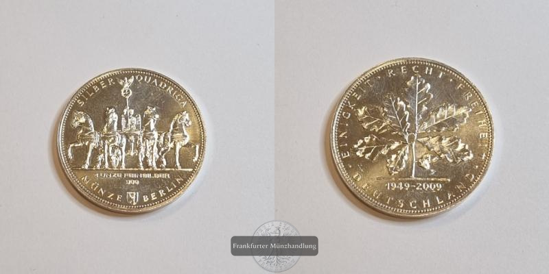  Deutschland Silbermedaille Silber Quadriga 2009 FM-Frankfurt  Feinsilber: 31,1g   