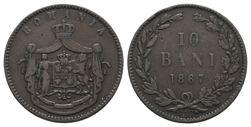  Ausland; Rumänien; 10 Bani 1867   