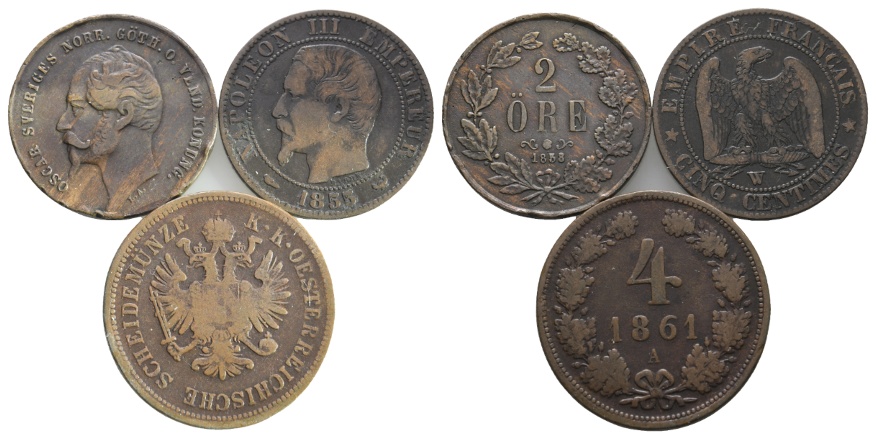  Ausland; Österreich; Schweden; Frankreich; 3 Kleinmünzen   