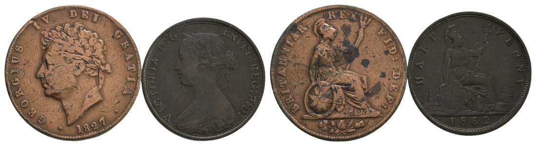  Ausland; Großbritannien; 2 Kleinmünzen   