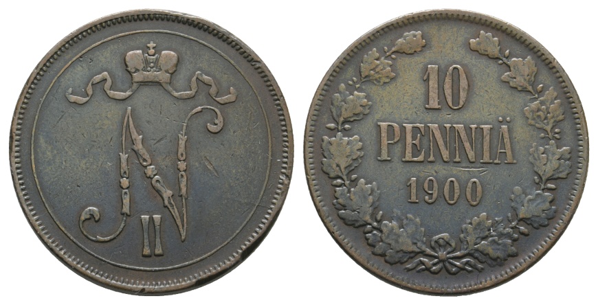  Ausland; Finnland; 10 PENNIÄ 1900   