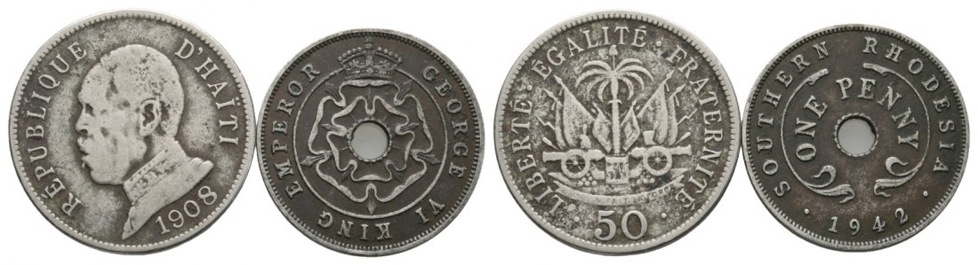  Ausland; Lot Kleinmünzen (2 Stück)   