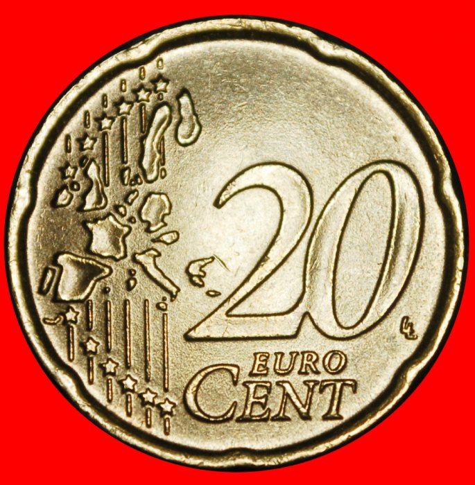  Ⰶ NORDIC GOLD (2002-2025): ITALY ★ 20 EURO CENTS 2002R SPANISH ROSE! LUSTRE!★LOW START ★ NO RESERVE!   