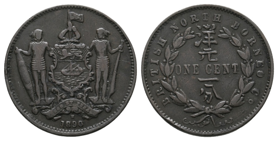  Ausland; Borneo; one cent 1890   