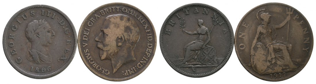  Ausland; Großbritannien; 2 Kleinmünzen   