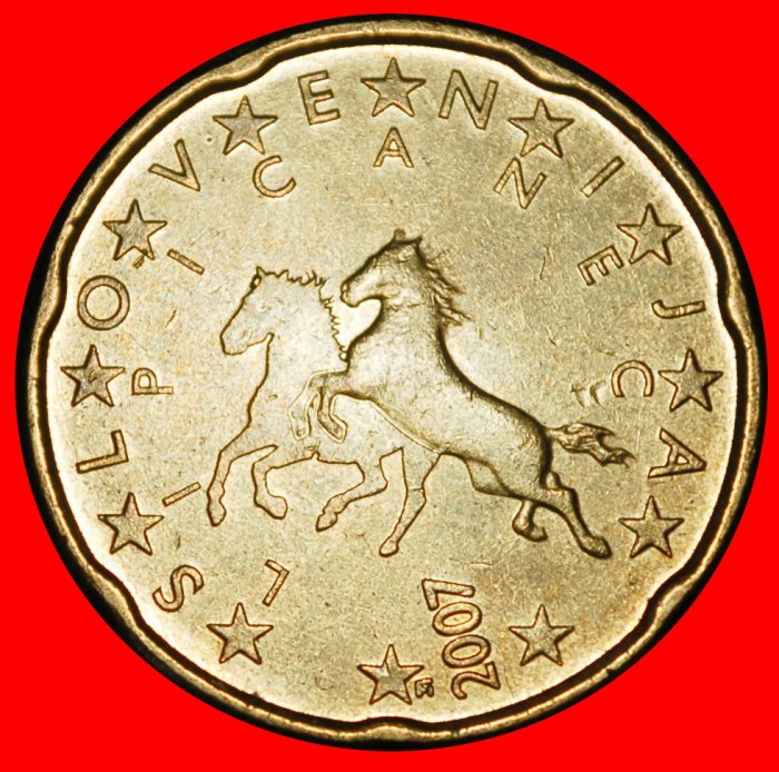 Ⰶ FINNLAND(2007-2024): YUGOSLAVIA SLOWENIEN ★20 EUROCENT 2007 NORDISCHES GOLD! PFERD★OHNE VORBEHALT!