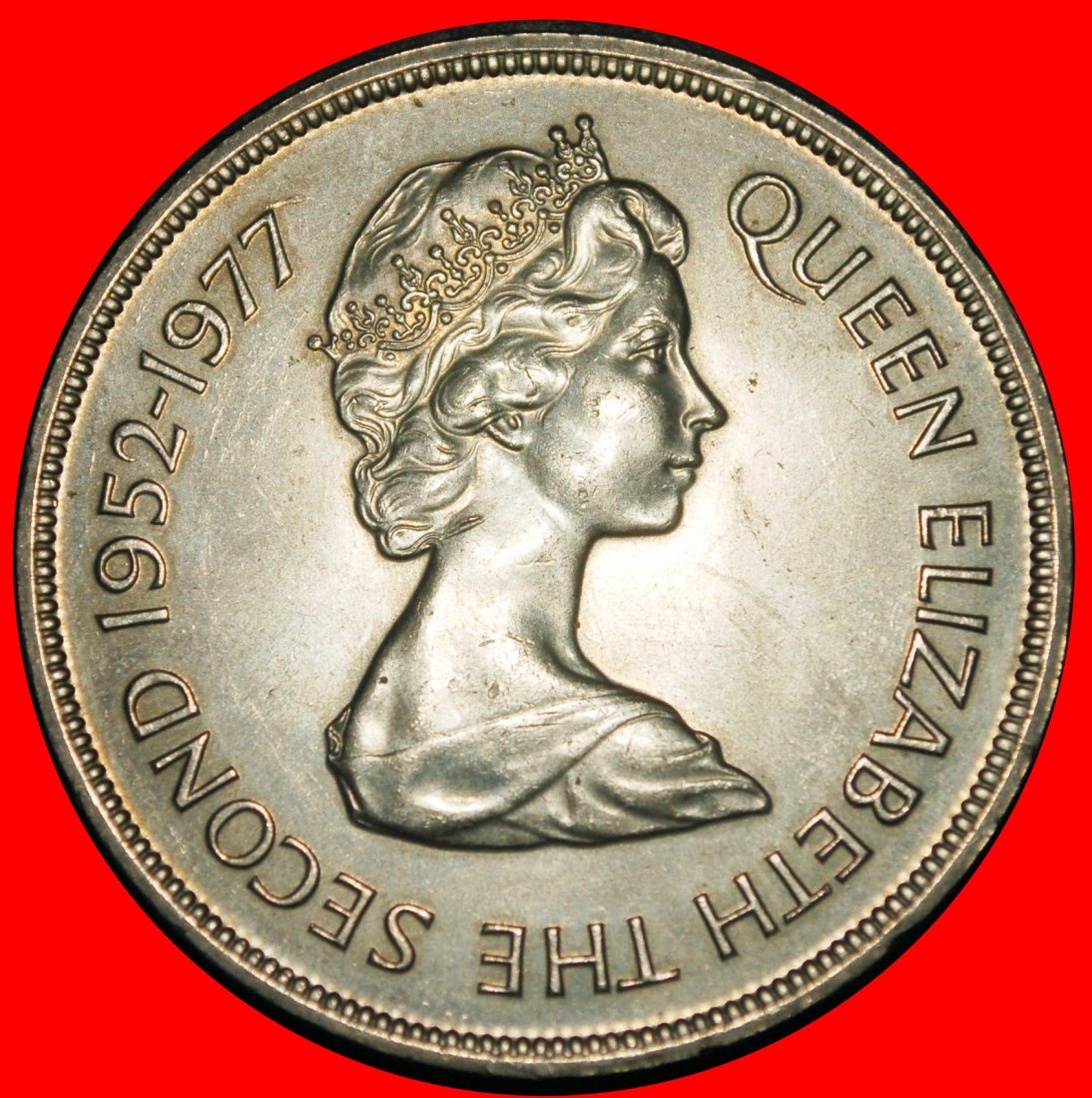  Ⰶ GROSSBRITANNIEN (1983-1988): JERSEY ★25 PENCE 1952 1977 SCHIFF CROWN! ELISABETH II★OHNE VORBEHALT!   