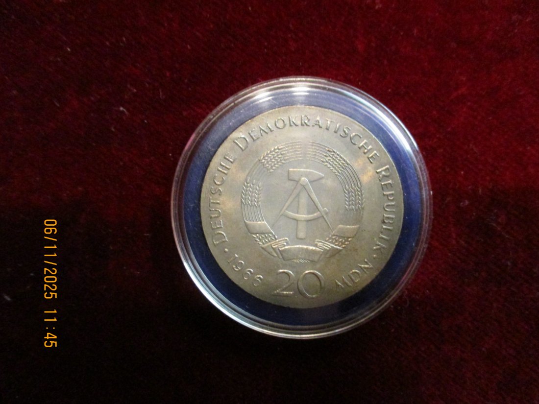 20 Mark DDR 1966 G.W. Leibniz 800er Silber 20,9 Gramm   