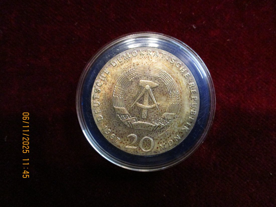  20 Mark DDR 1967 Wilhelm von Humboldt 800er Silber 20,9 Gramm   
