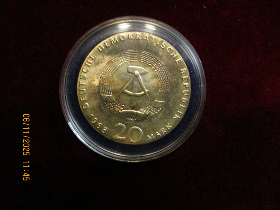 20 Mark DDR 1968 Karl Marx 800er Silber 20,9 Gramm   