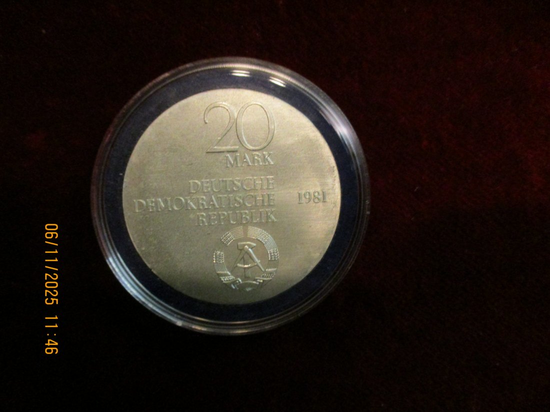  20 Mark DDR 1981 C.R. vom Stein 500er Silber 20,9 Gramm   