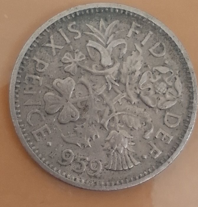  6 PENCE CIRCULATED COIN ..ELIZABETH..1959   
