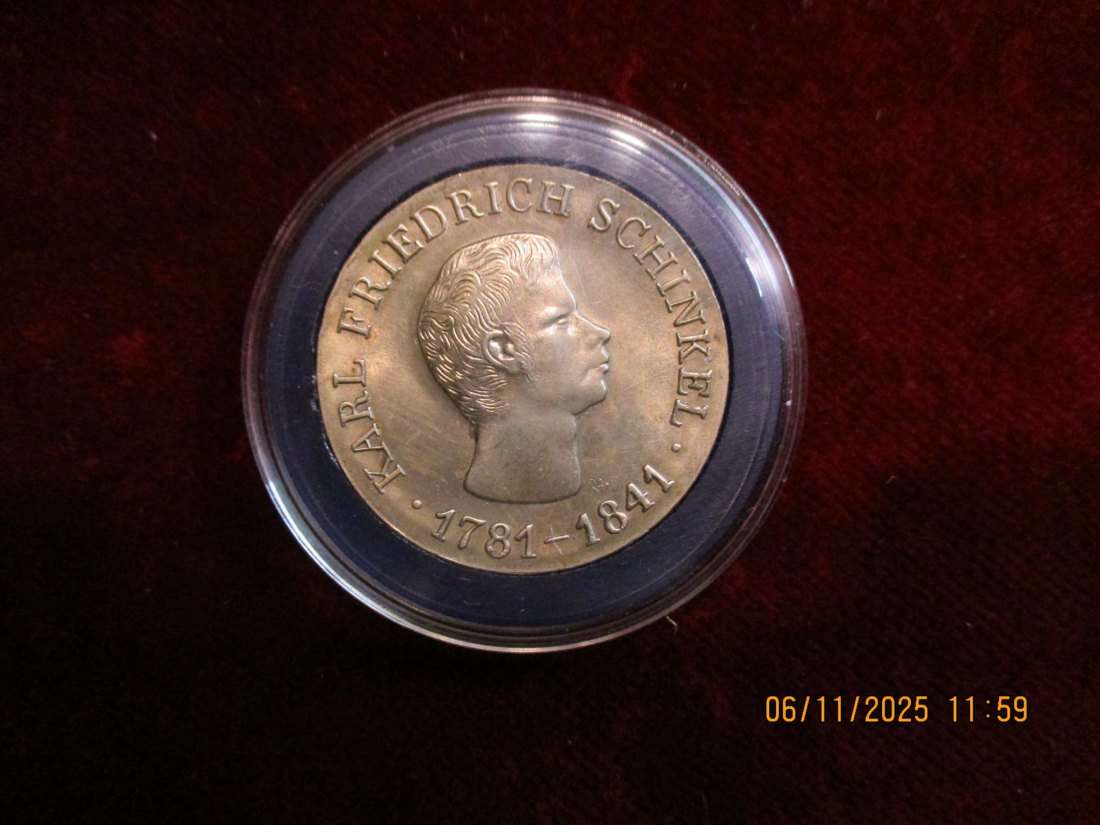  10 Mark DDR 1966 K.F. Schinkel 800er Silber 17 Gramm   