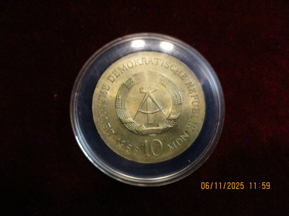  10 Mark DDR 1966 K.F. Schinkel 800er Silber 17 Gramm   