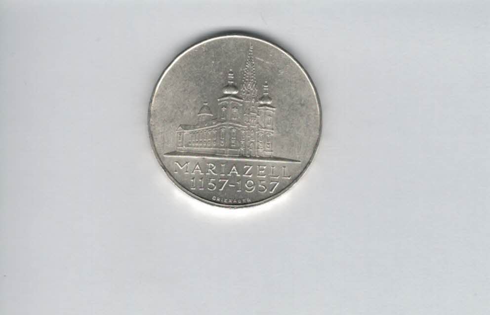  25 Schilling 1957 800 Jahre Mariazell 10,4g fein Ag Gedenkmünze Österreich Spittalgold9800 (04588/3)   