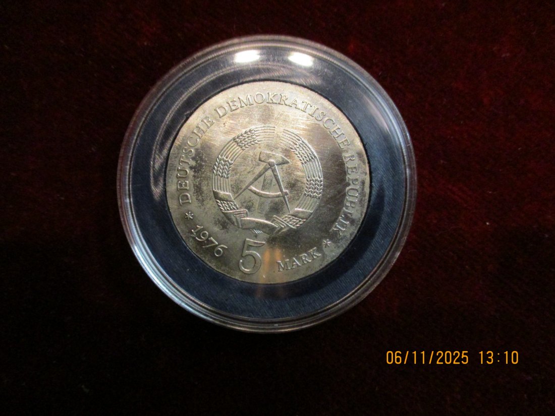  5 Mark DDR 1976 F. von Schill Metall: (K-N-Zk) Gewicht: 12,2 Gramm   