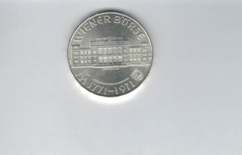  25 Schilling 1971 Wiener Börse 200 Jahre silber 10,4 g fein Österreich Spittalgold9800 (04588/17)   