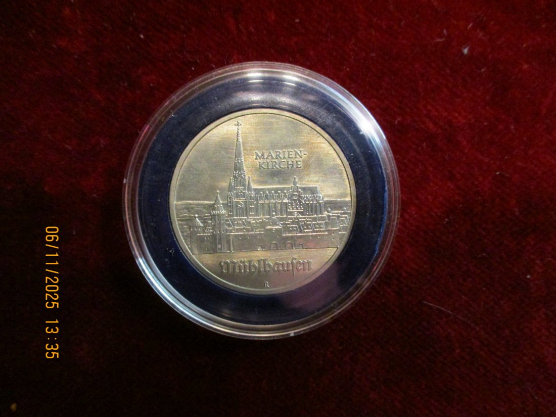  5 Mark DDR 1989 Marienkirche Mühlhausen Metall: (K-N-Zk) Gewicht: 9,6 Gramm   