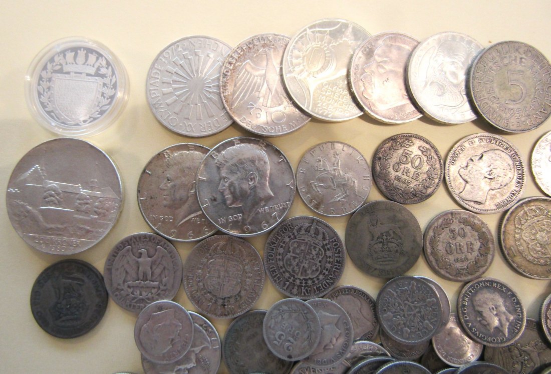  Feines, hochwertiges Silberlot mit 340 Gramm Silbermünzen (ca. 60 Münzen), siehe Bilder!   