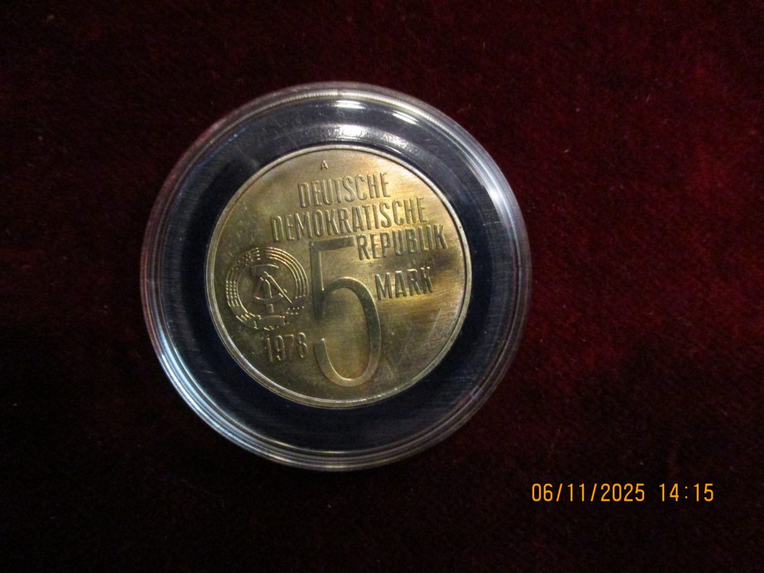  5 Mark DDR 1978 Apartheid Metall: (K-N-Zk) Gewicht: 9,6 Gramm   