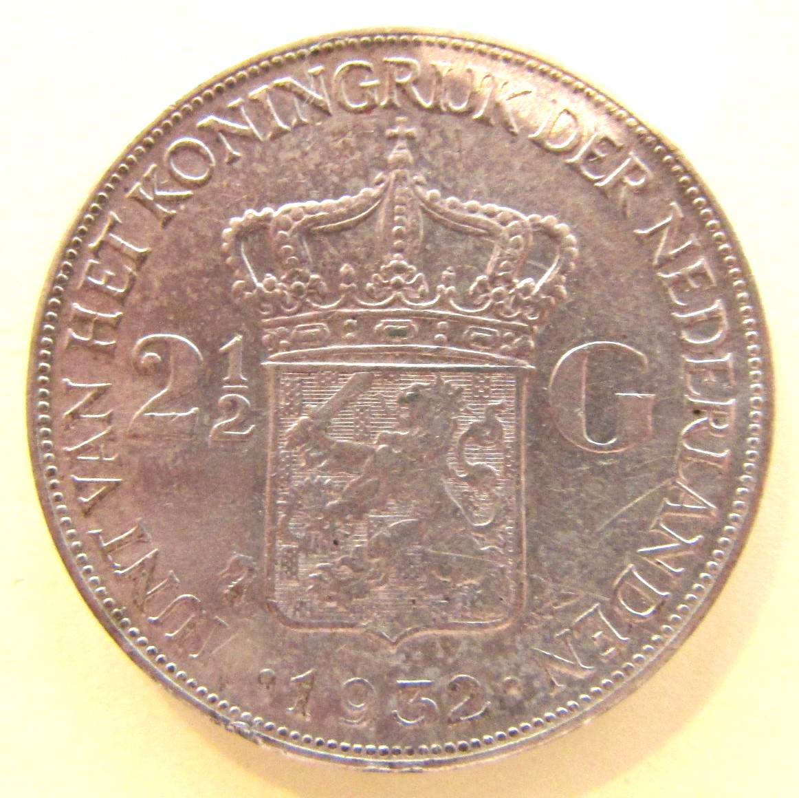  Niederlande: Wilhelmina, 2,5 Gulden 1932, näheres unten   