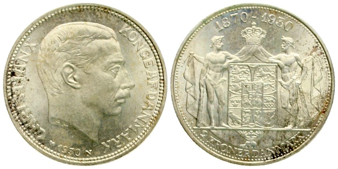  Dänemark: Christian X., 2 Kroner 1930, näheres unten!   
