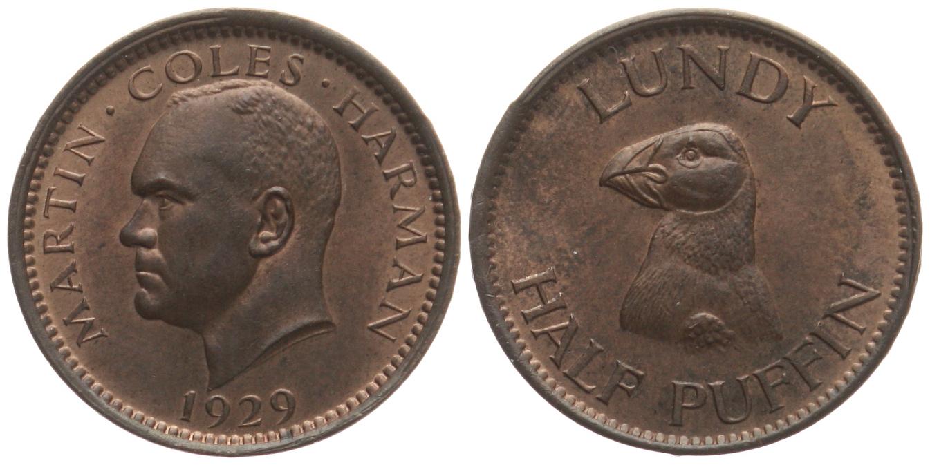  Großbritannien/Lundy 1/2 Puffin 1929 Martin Coles Harman vz-stgl, SELTEN!   