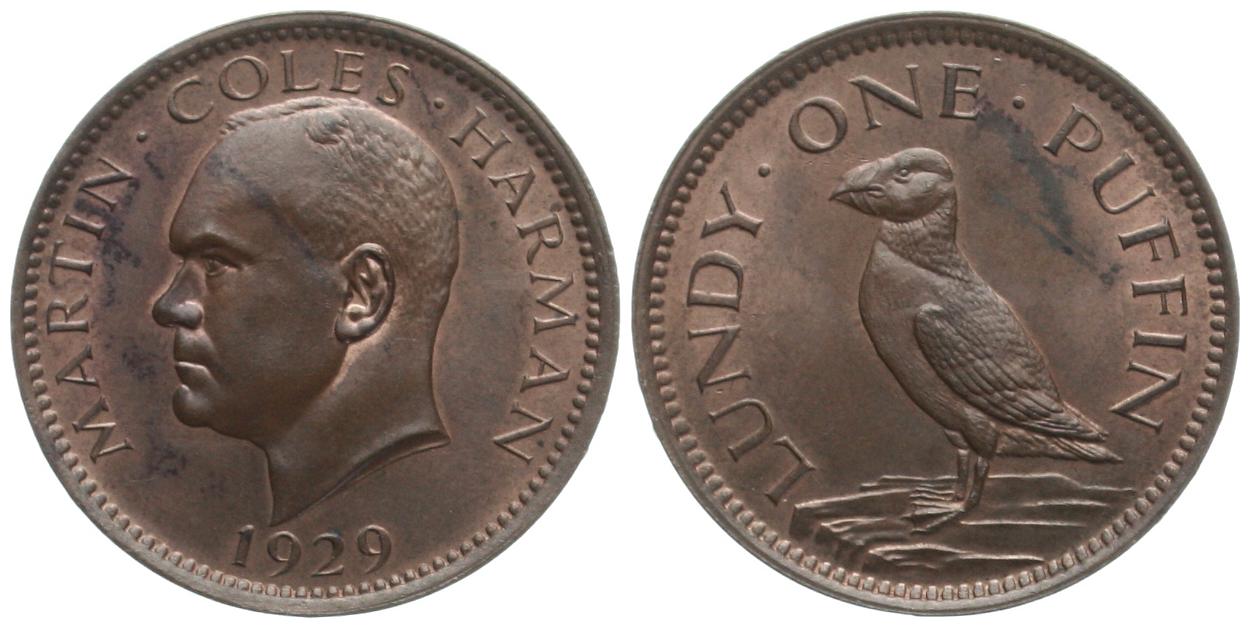  Großbritannien/Lundy 1 Puffin 1929 Martin Coles Harman vz-stgl, SELTEN!   