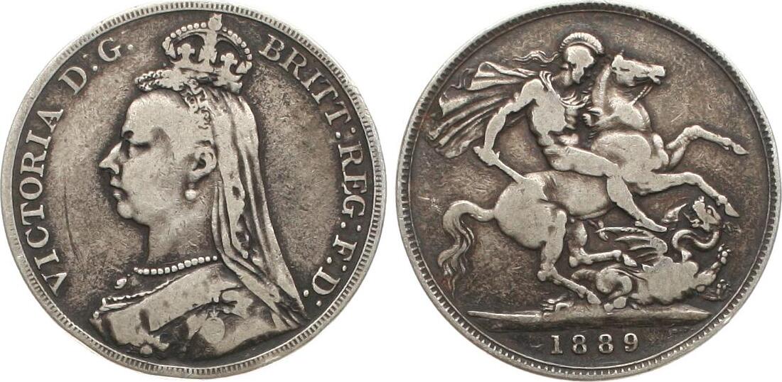  Großbritannien: Crown 1889, Victoria ss   