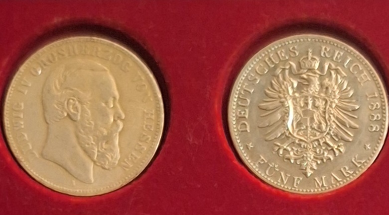  Deutsches Reich, 5 Mark, 1888, Ludwig IV Grosherzog von Hessen NP 26g 900er Silber fein=23,4g   