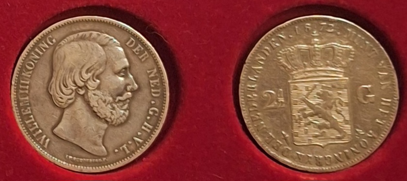  Niederlande, 2-1/2 Gulden, 1872 Willem III König der Niederlande 25g 945er Silber fein=23,625g   