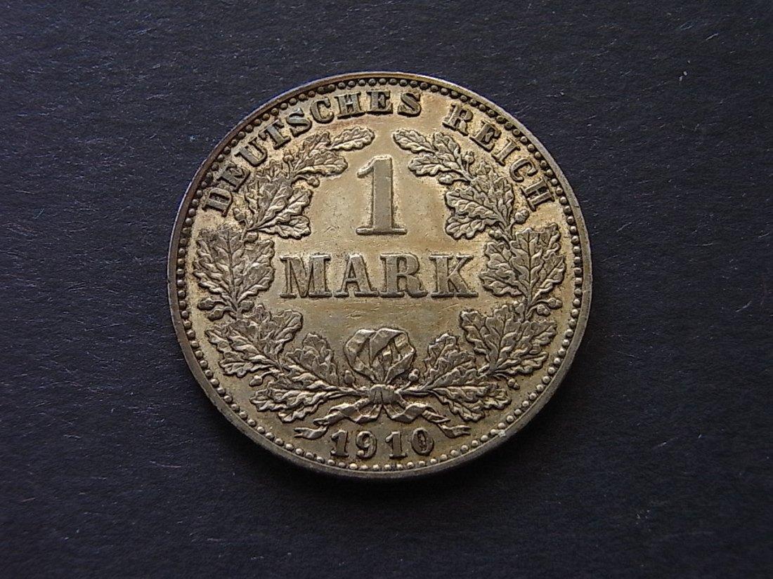  Deutsches Reich 1 Mark 1910 G fvzgl Silber   