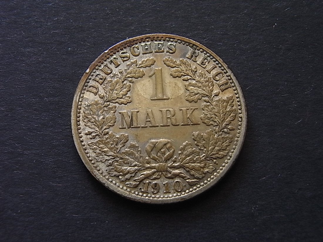  Deutsches Reich 1 Mark 1910 F fvzgl Silber   