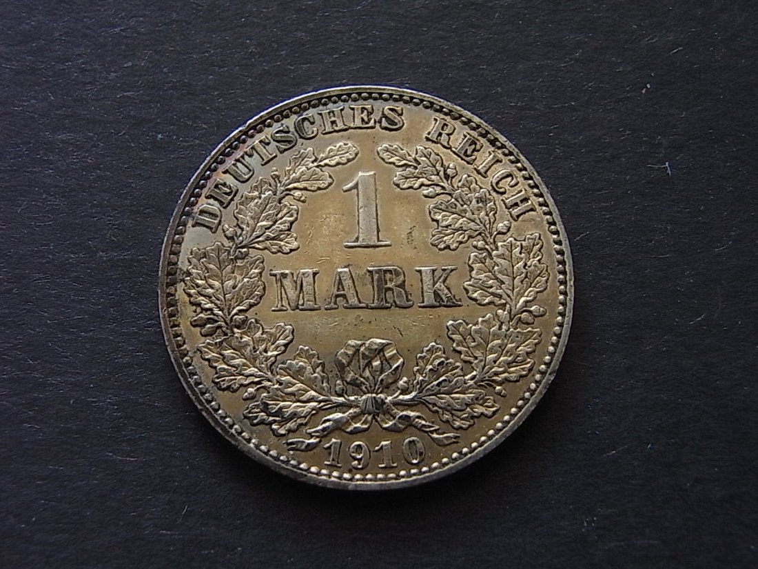  Deutsches Reich 1 Mark 1910 E fvzgl Silber   