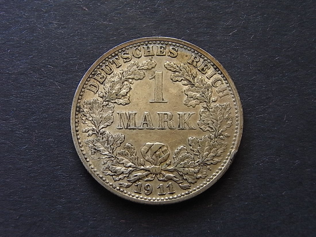  Deutsches Reich 1 Mark 1911 E stgl Silber   